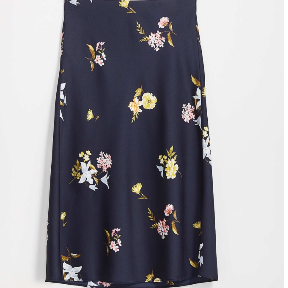 LOFT Bloom Navy Midi Skirt